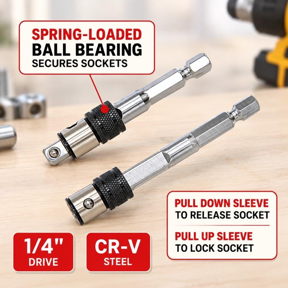 2pcs Rapid Switching Square Socket Adapter 1/4 Inch Hex Drill Bit Adapter For Impact Drivers