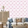 Elephants wallpaper white, powder pink and light gray 50x1000