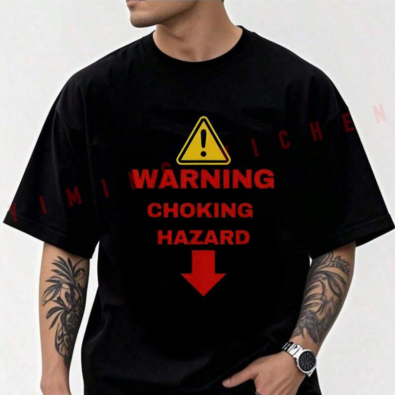 Funny Warning Choking Hazard Graphic Motorcycle T-Shirt Men Cotton O-neck Short Sleeve TShirt Fashion Tops Tee