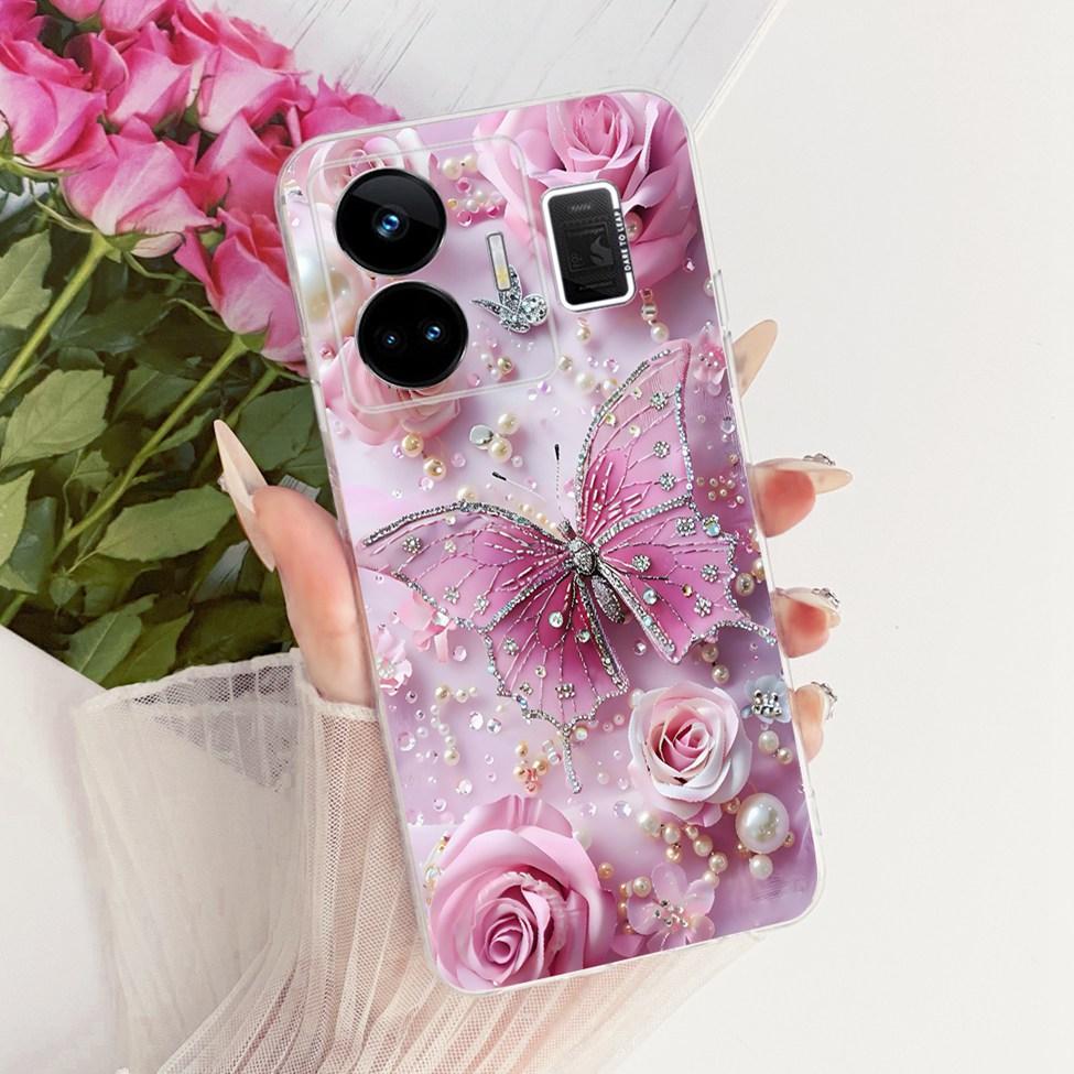 Clear For Realme GT Neo 5 Case RMX3706 Cute Cat Fashion Butterfly Funny Painted Casing For Real me GT Neo 5 Cover