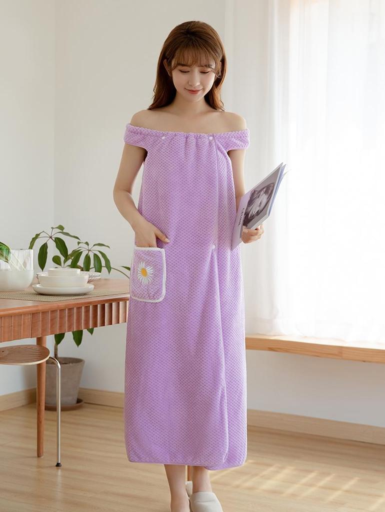 New 2024 Summer Bath Skirt Robe for Women - Soft and Absorbent Cotton Towel Wrap