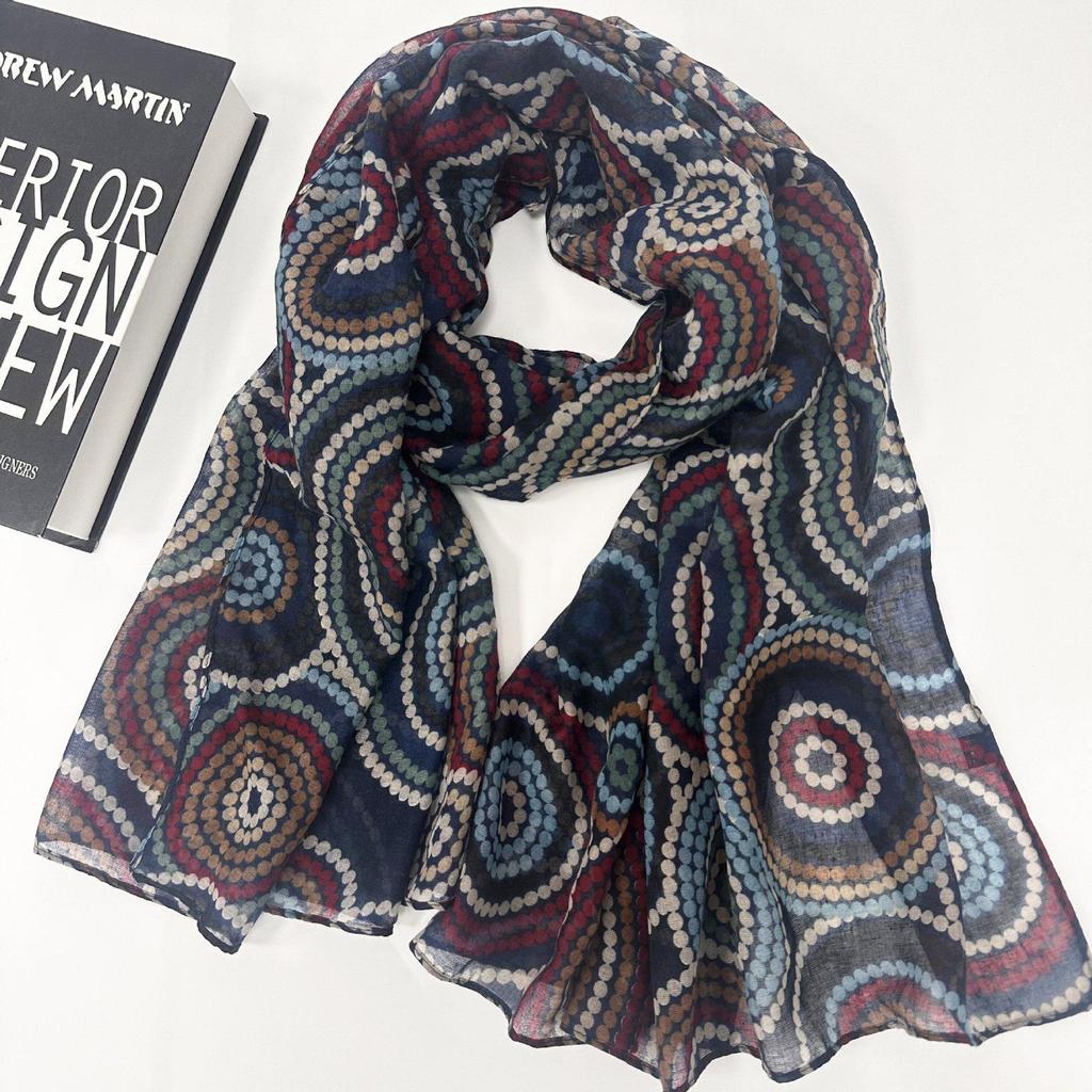 Женский oversized шарф с корейским хлопковым принтом: Модное пляжное полотенце и шелковый шарф, двойное использование для защиты от солнца