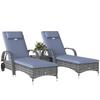 2 Seater Rattan Sun Lounger Set With Side Table Grey
