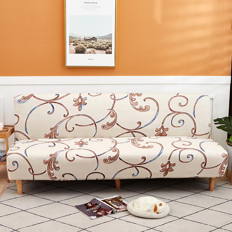 Elastic Fabric All-Inclusive Printed Sofa Towel Folding Sofa Bed Sofa Cover Without Armrest