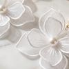 Pearl Beach Earrings Sweet Petals Stud Earrings Exquisite Mesh Flower Dangle Earrings  Ladies/Girls