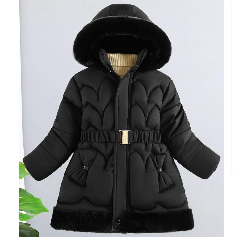 Children's Clothing, Girls' Cotton-padded Clothes, Children's Winter Jackets, Big Children's Thick Hooded Mid-length Warm Cotton-padded Clothes