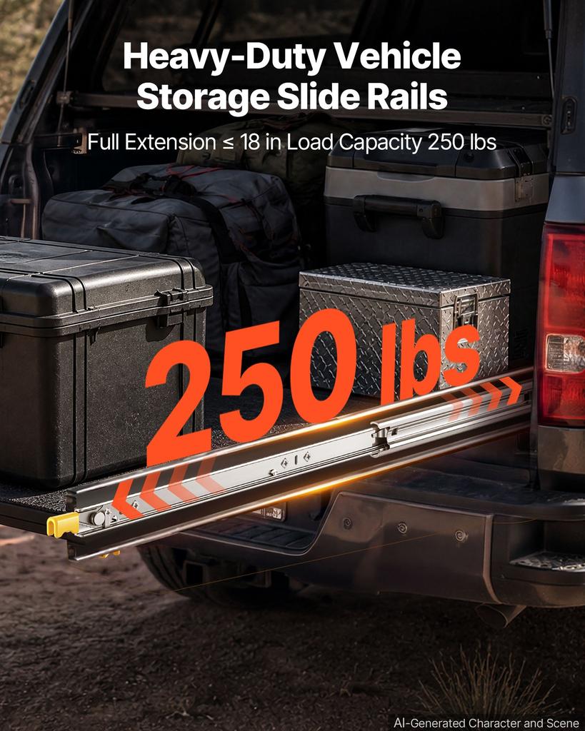 VEVOR Heavy Duty Drawer Slides, 75 cm 113.4 kg with Lock Side Mount Rails, for Cabinets, Kitchen, Workbench, RV