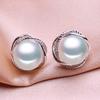 seniko 8-9mm Natural Freshwater Pearl Earrings Fashion Cubic Zirconia Stud Earrings For Women Girl Gift