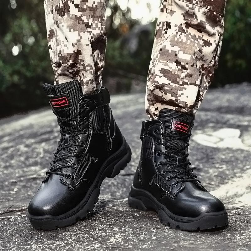 Men's High-top Hiking Boots Outdoor Shoes Military Boots Rubber Sole Large Size39-46