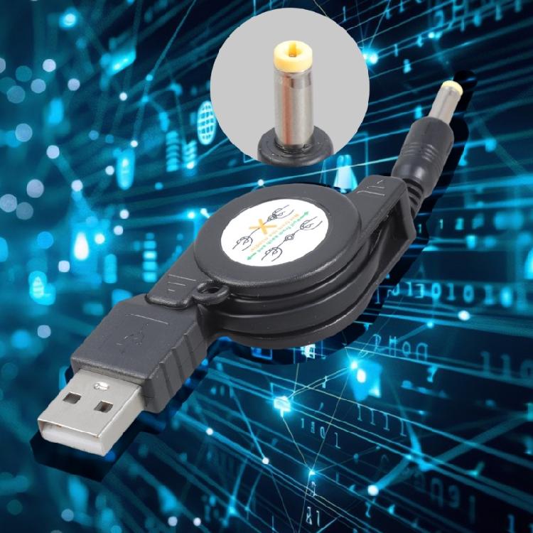 Stretchable USB to 4.0x1.7mm Plug Charging Cord Retractable Power Cable For 5V Mini Fan Speakers Game Consoles