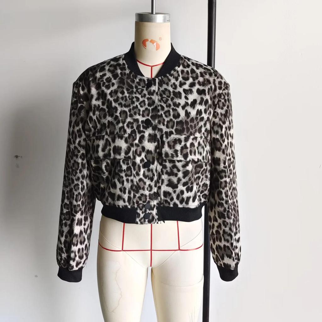 2024 Women's European & American Style Autumn Bomber Jacket with Large Pockets