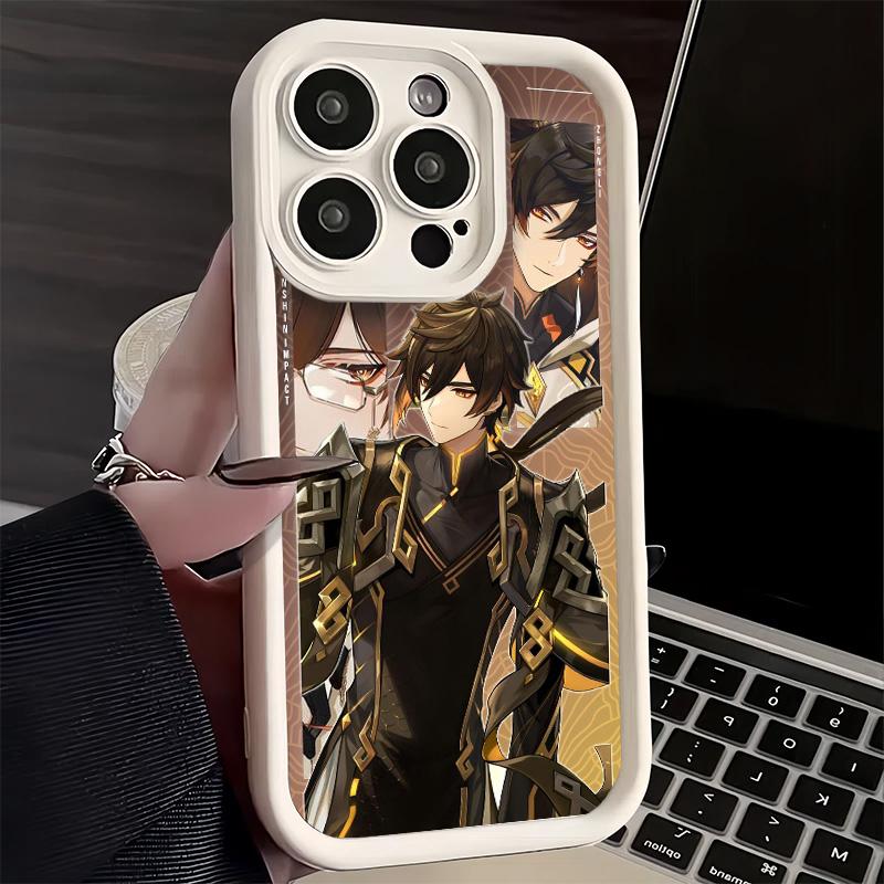 Чехол для телефона iPhone 17 Air 16E 15 16 Pro Max Genshin Impact Zhongli Чехол 14 Plus 13 12 Mini Мягкий Силиконовый Fundas