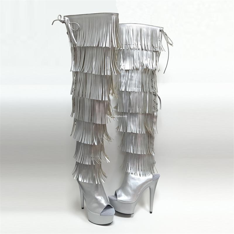 Женские туфли 2025 года, весна, новые высокие туфли-трубы выше колена, с заостренным носком, на высоком каблуке, женские черные модные женские туфли на очень высоком каблуке 15 см