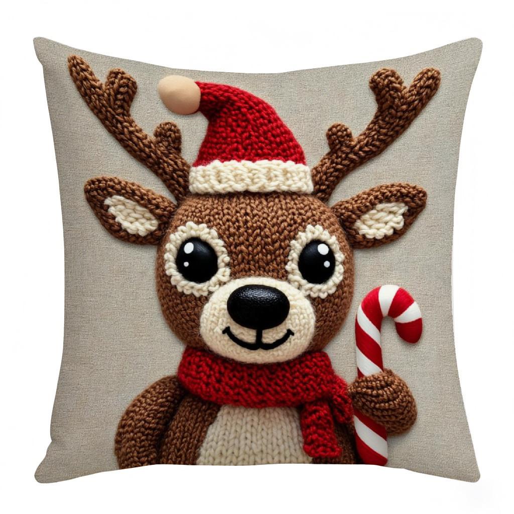 Christmas Decorative Pillow Cover With Short Plush Material For Holiday Home Decor