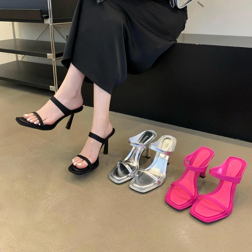 Мода Новые модные летние женские сандалии с тонким ремешком на квадратном носке женские сексуальные тонкие босоножки на высоком каблуке женские дизайнерские туфли для женщин