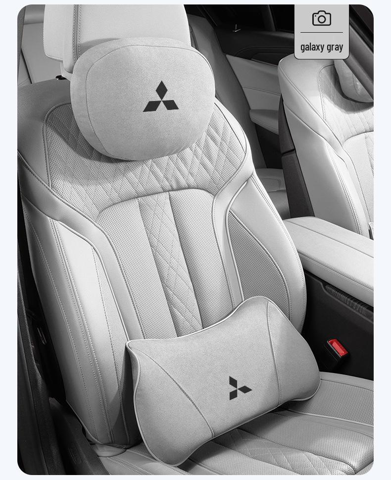 Mitsubishi Car Backrest & Neck Pillow: Compatible with Outlander, Pajero, ASX, Eclipse Cross.
