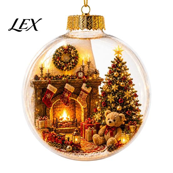 LED Winter Scene Decor Glowing Christmas Story Ornament, Mini Holiday in Ball with Warm Seasonal Home Gifts Light, 3D Clear Acrylic Hanging Decoration