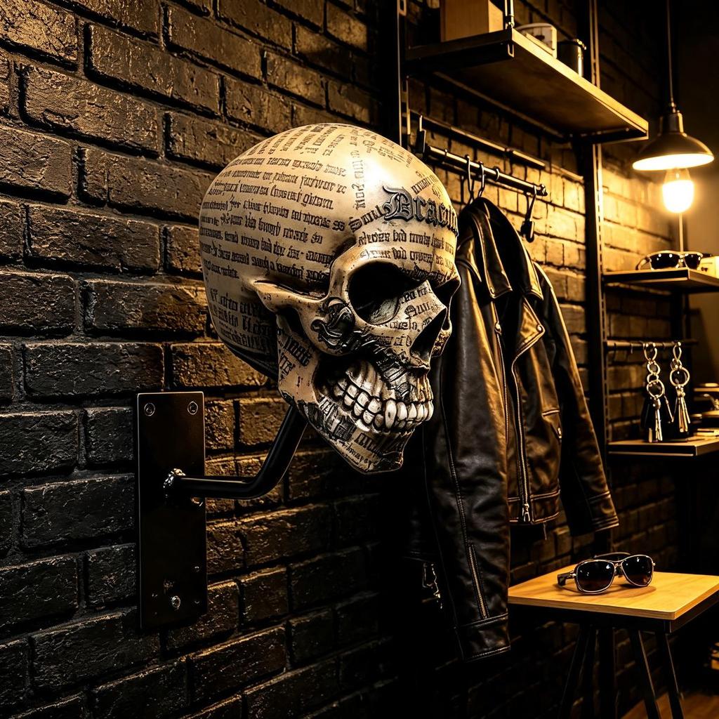 Skull Helmet Holder Wall Mount with Text Design
