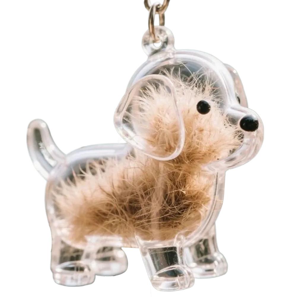 Clear Pet Hair Keychain Cute Dog Fur Keepsake Holder Transparent Pet Hair Creative Storage Small Items
