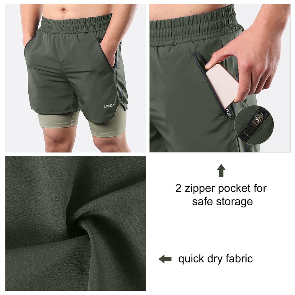Мужские шорты 2 в 1 для бега, быстросохнущие, дышащие, для активных тренировок, упражнений, джоггинга, марафона, велосипедные шорты