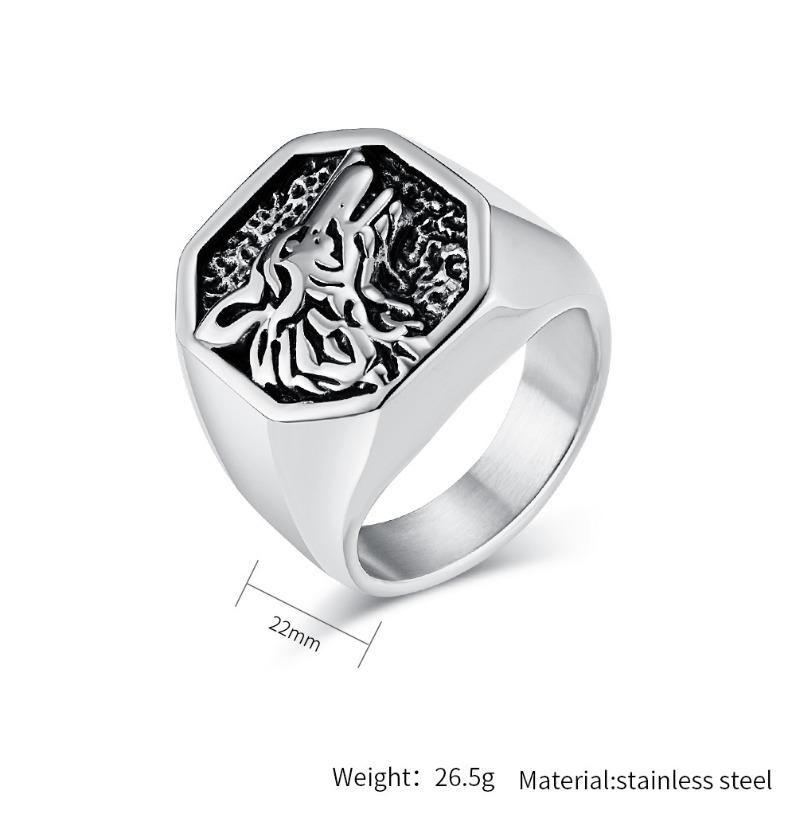 Vintage Hip Hop Wolf Head Titanium Steel Ring for Men Fashion Personalised Jewellery