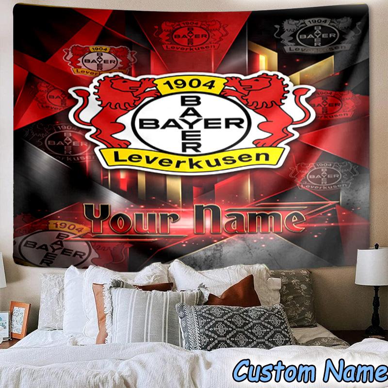 Custom Name Bayer Leverkusen Crest Printed Tapestry, for Bedroom,Livingroom, dormitory, Large Wall Decor, Fabric Decor Fan Birthday Gifts