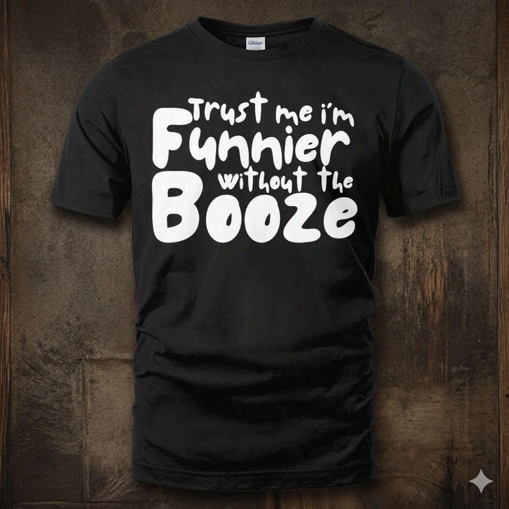 NEW ! I'm Funnier Without The Booze Funny Sober Recovery Humor Graphic T-Shirt