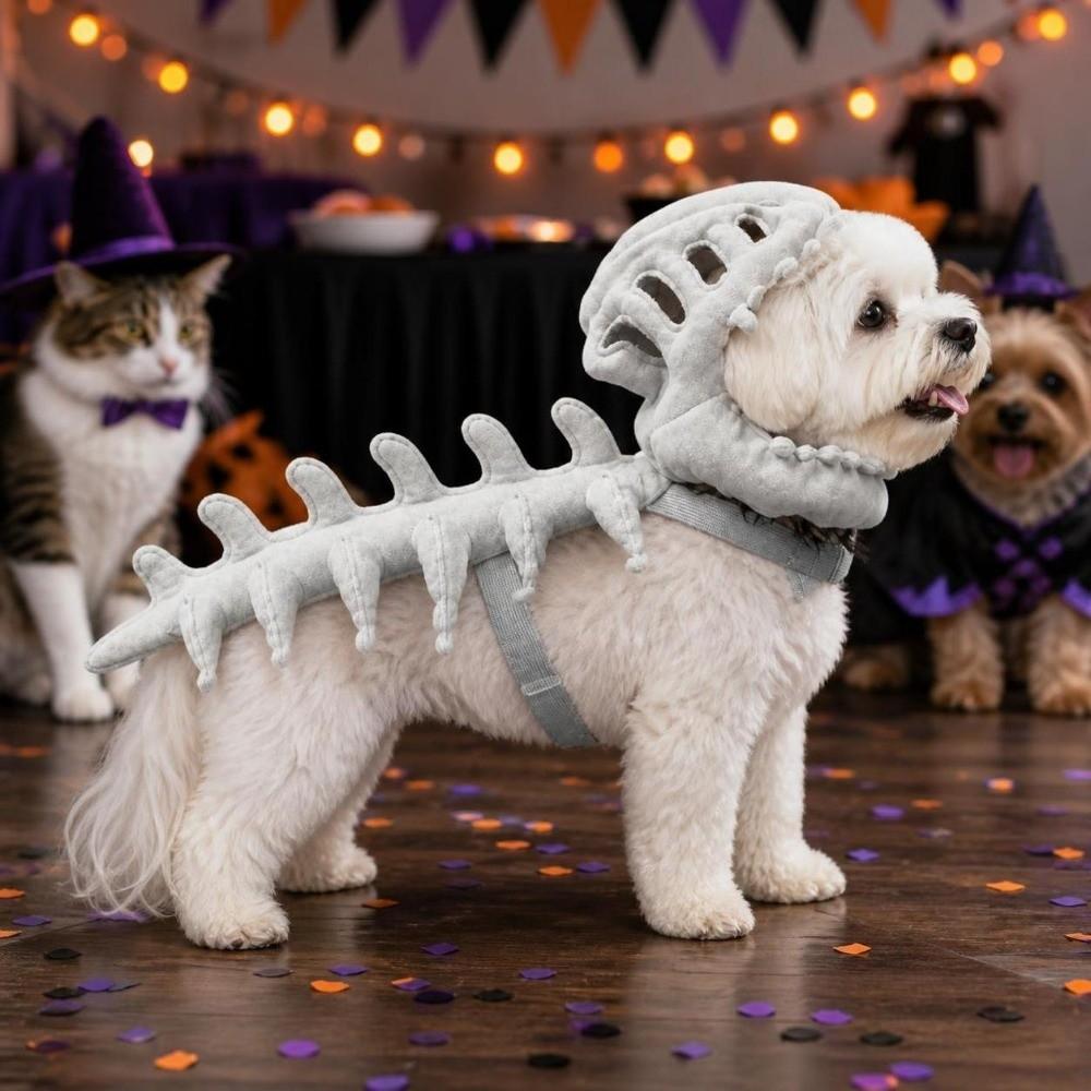 3D Dinosaur Skeleton Pet Costume 45CM Cat Cosplay Headwear Dinosaur Bone Pet Headgear Role-playing