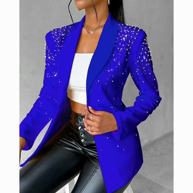 Женский стильный и элегантный пиджак с блестками Bubble Beads Slim Fit