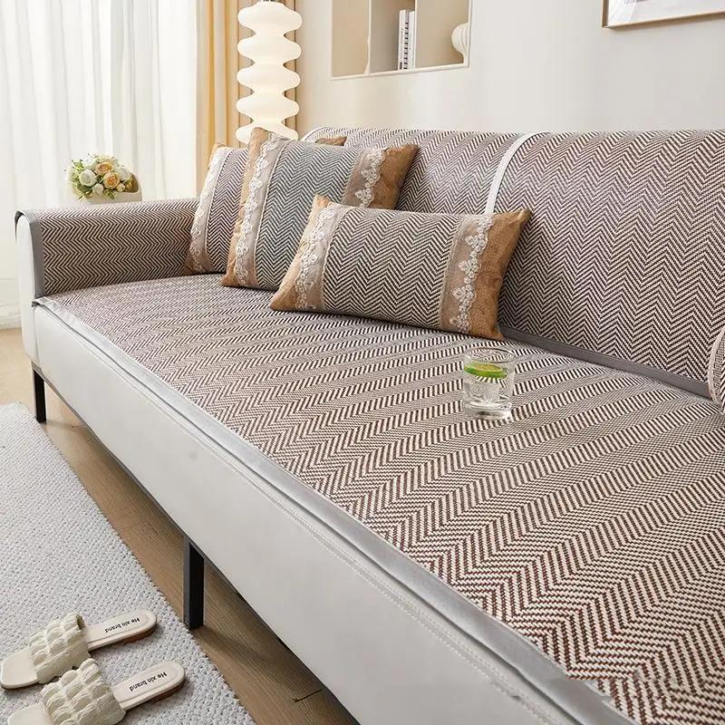 Летний коврик для дивана Ice Vine, прочный, простой, пылезащитный, противоскользящий, защитный чехол для мебели, модная, моющаяся подушка для сиденья
