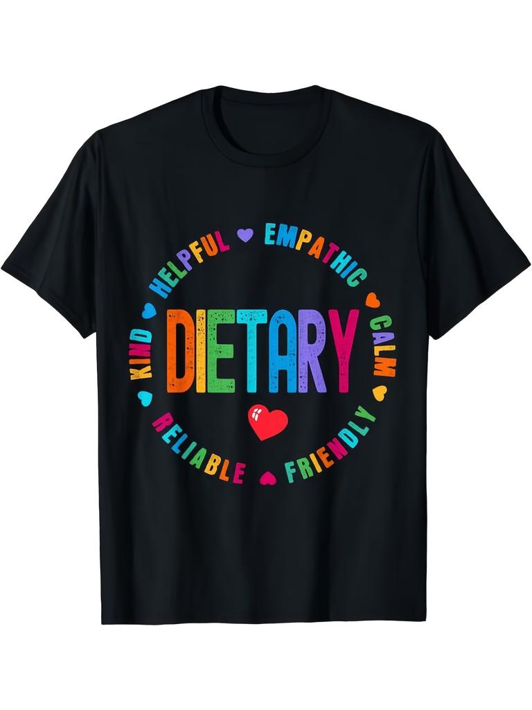 Dietary Squad Healthcare Worker Dietitian Squad Team T Shirt PLUS SIZETop for Daily Activities Crew Neck Drop Shoulder