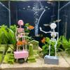 1D Printed Dancing Skeleton Aquarium Bubbler Plastic Air Driven Fish Tank Dance Skull Ornament with Air Tube Gothic