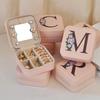 1PC Jewelry Boxes for Wedding Party Black Alphabet Personalized Pink Gift Box Jewellery Holder Jewelry Organizer Case