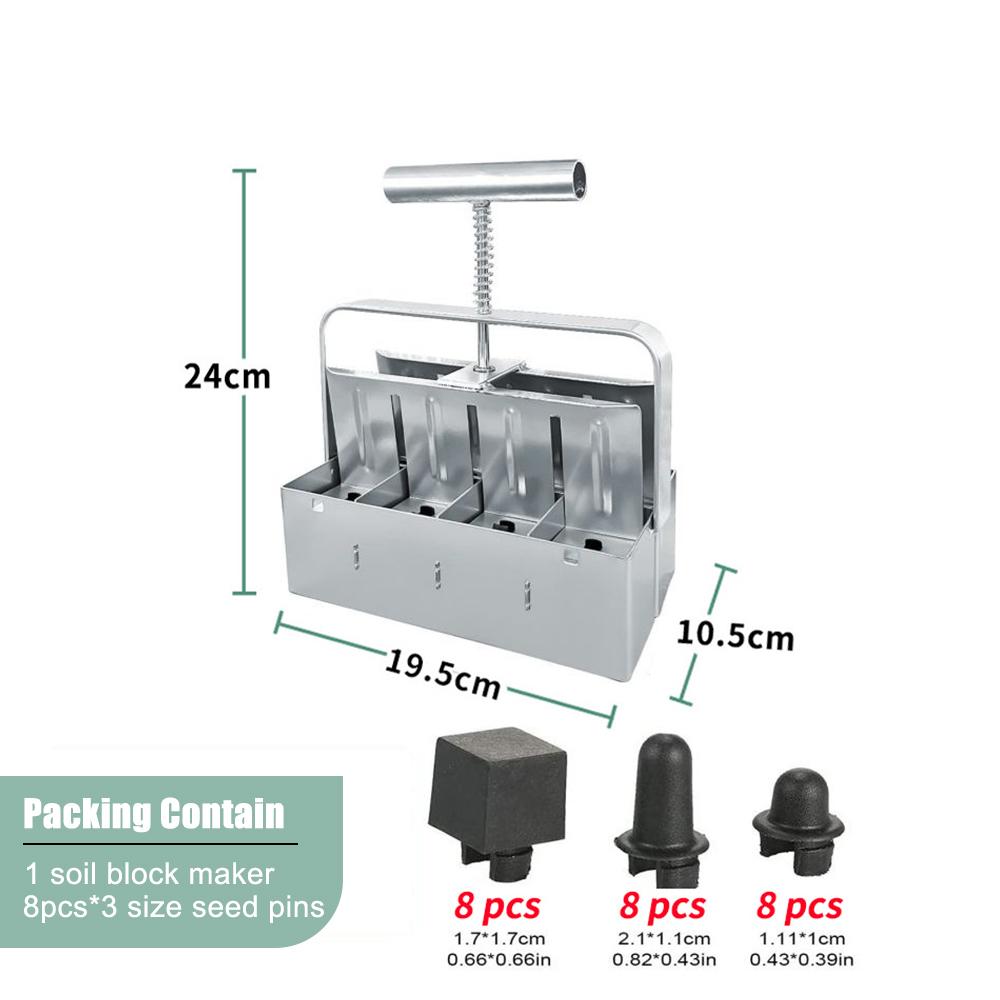 Изготовитель почвенных блоков, 8 гнезд, 2 дюйма, удобная ручка, ручной блокатор семян, садовый инструмент с 3 шт.