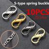 10 Pcs Double Hook Spring Buckle Keychain Stainless Steel Carabiner Outdoor Clip Tool Split Ring