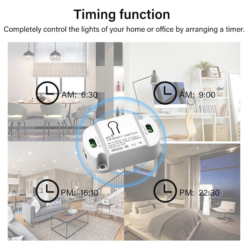 Wifi 10a Smart Home Breaker Module Work With Alexa Google Home Smart Switch Mini Smart Life Wireless Switches Timer Tuya