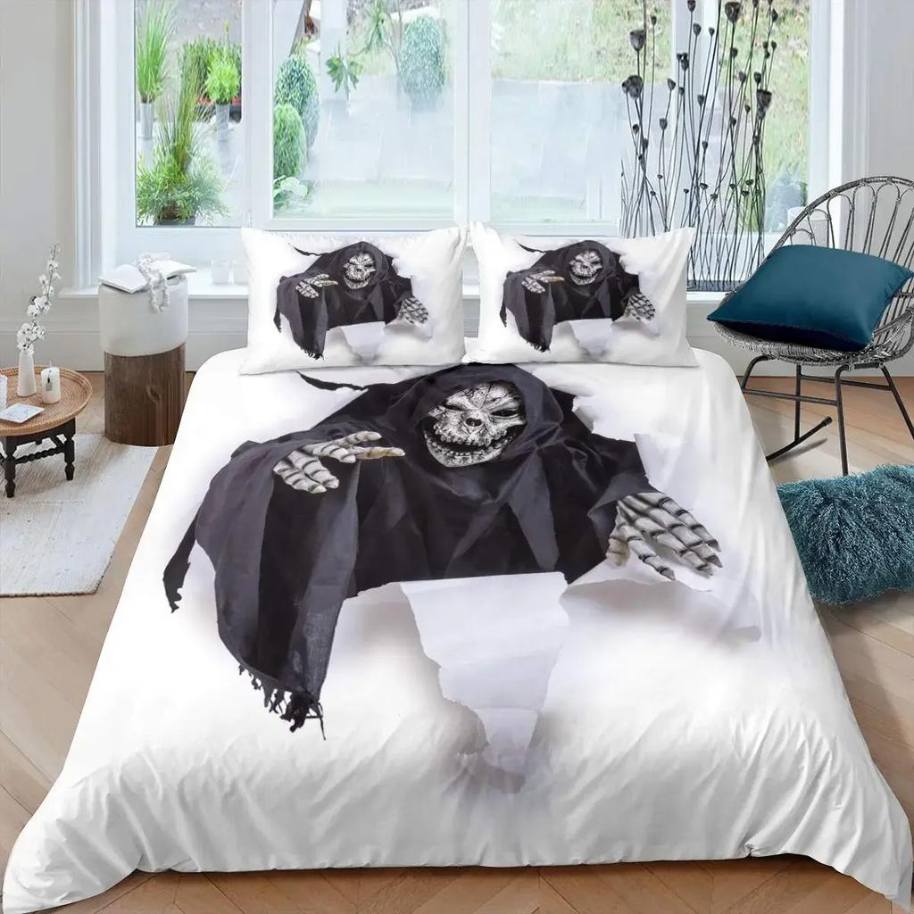 Комплект постельного белья «Halloween Tree» Queen King Horror Theme, пододеяльник, готический жуткий двойной пододеяльник, ветки, серый пододеяльник