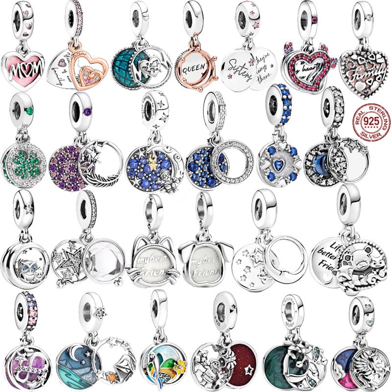 Подвеска с несколькими узорами подходит для браслета/ожерелья из стерлингового серебра 925 пробы, подвеска из бисера, ювелирные изделия для мамы, фестиваля