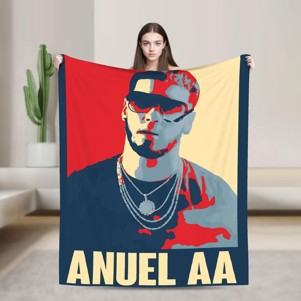Rapper Anuel AA printed Blanket Picnic Flannel Throw Blanket For Couch Bed Soft Custom DIY Quality Bedspread Gift Idea