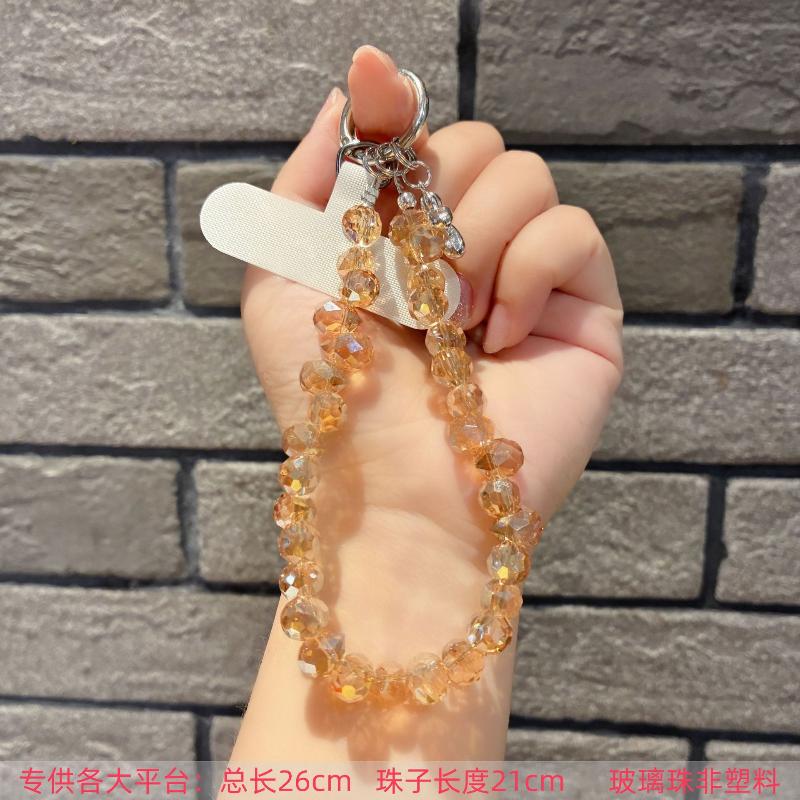 1Pc High-End Luxury Hand-Beaded Wrist Chain Mobile Phone Lanyard With Short Water Drop Crystal Pendant Hand-Held Hanging Chain