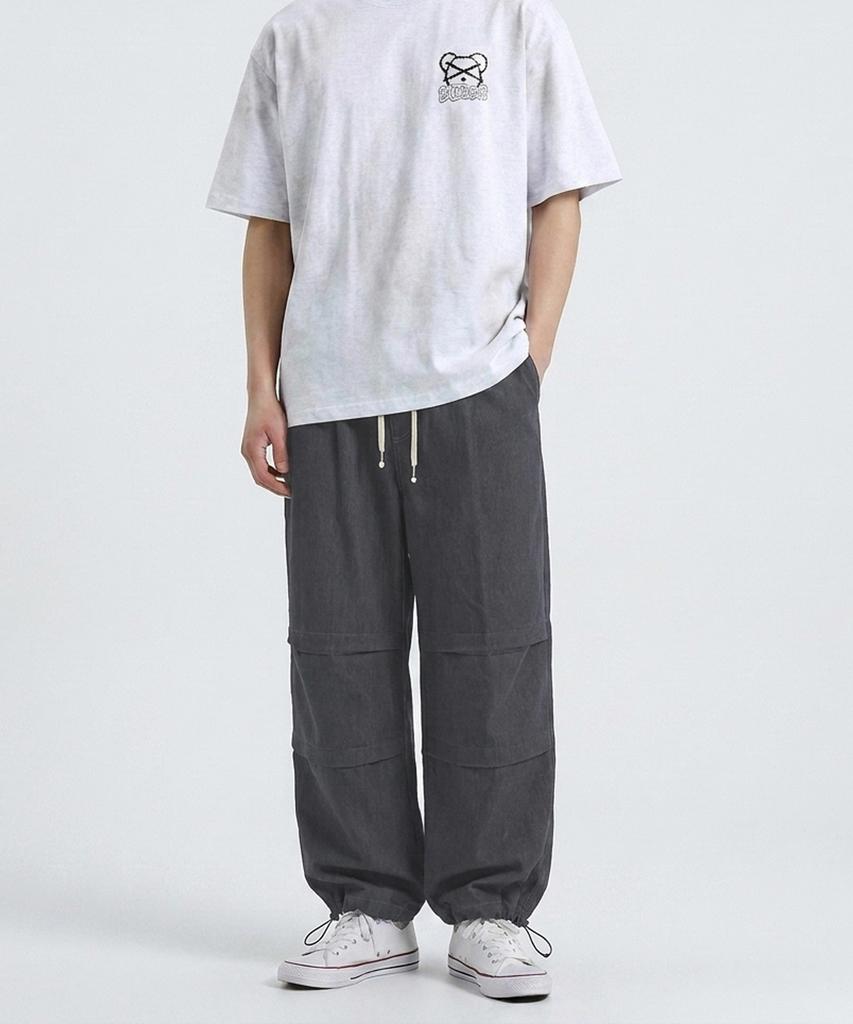 DOUBLE JD Washed Wide Pants (Black)