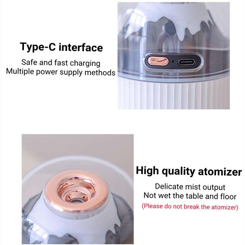 Беспроводной увлажнитель воздуха 300 мл, мини-портативный туманообразователь, перезаряжаемый через USB ультразвуковой диффузор аромата прохладной воды со светодиодной подсветкой