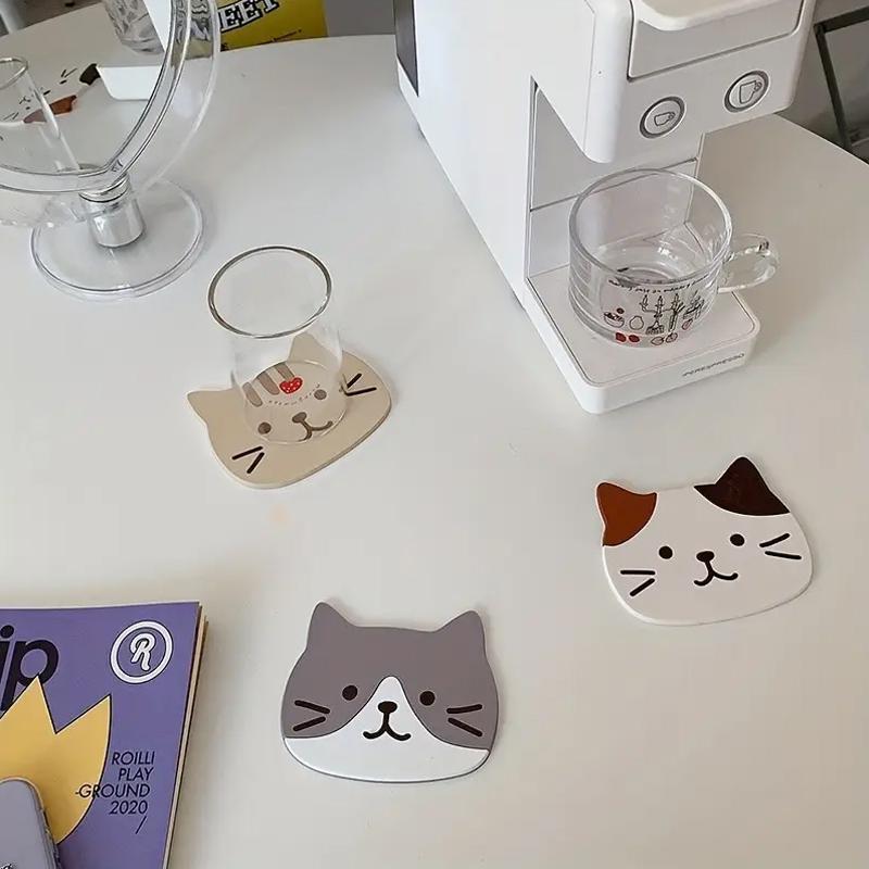 10*8 см многоцветный милый коврик для кофейной чашки декоративный коврик для миски противоскользящий мультяшный кот термостойкие аксессуары