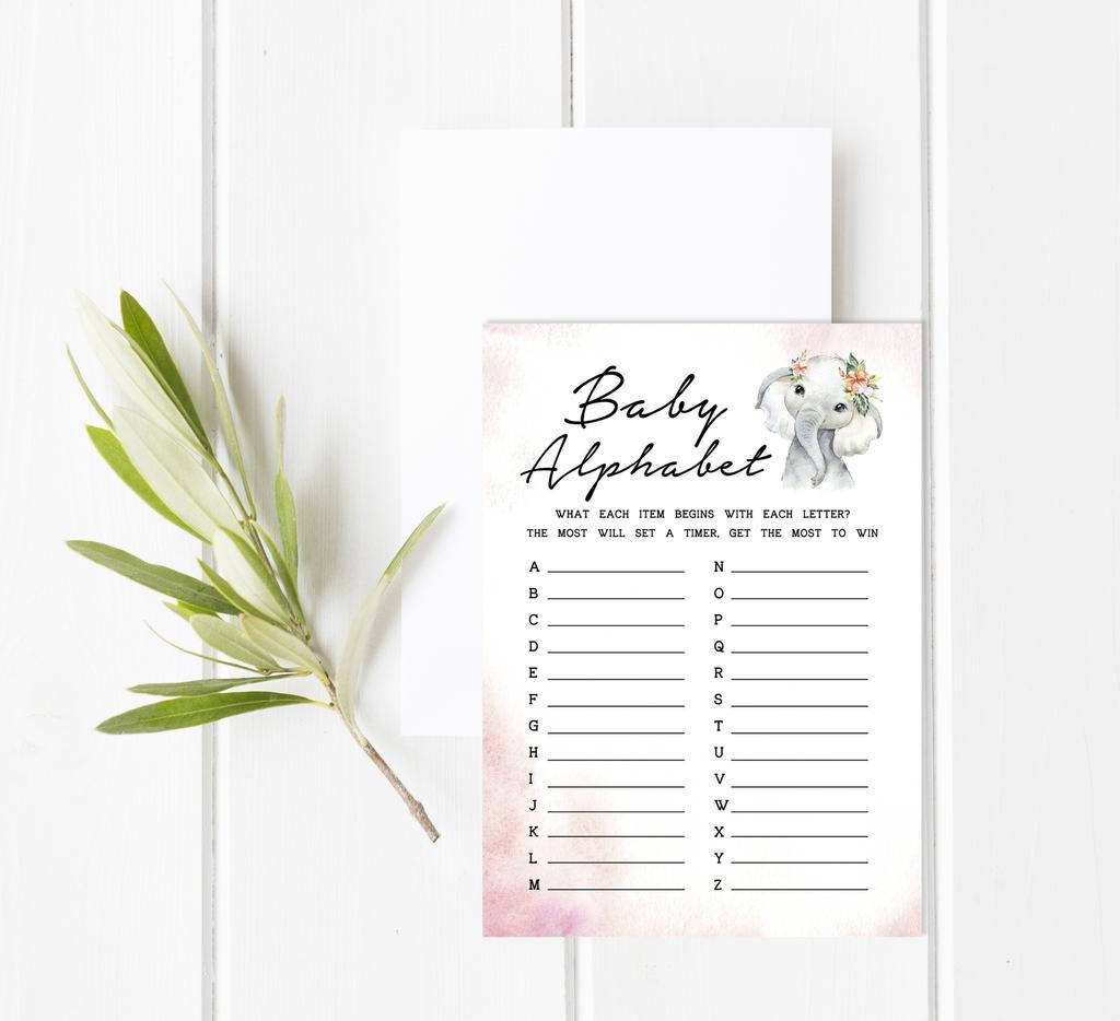 Inkdotpot Игровой набор для вечеринки по случаю рождения ребенка из 50 игр BabyA AlphabetA ABCA для девочек-слонят в джунглях