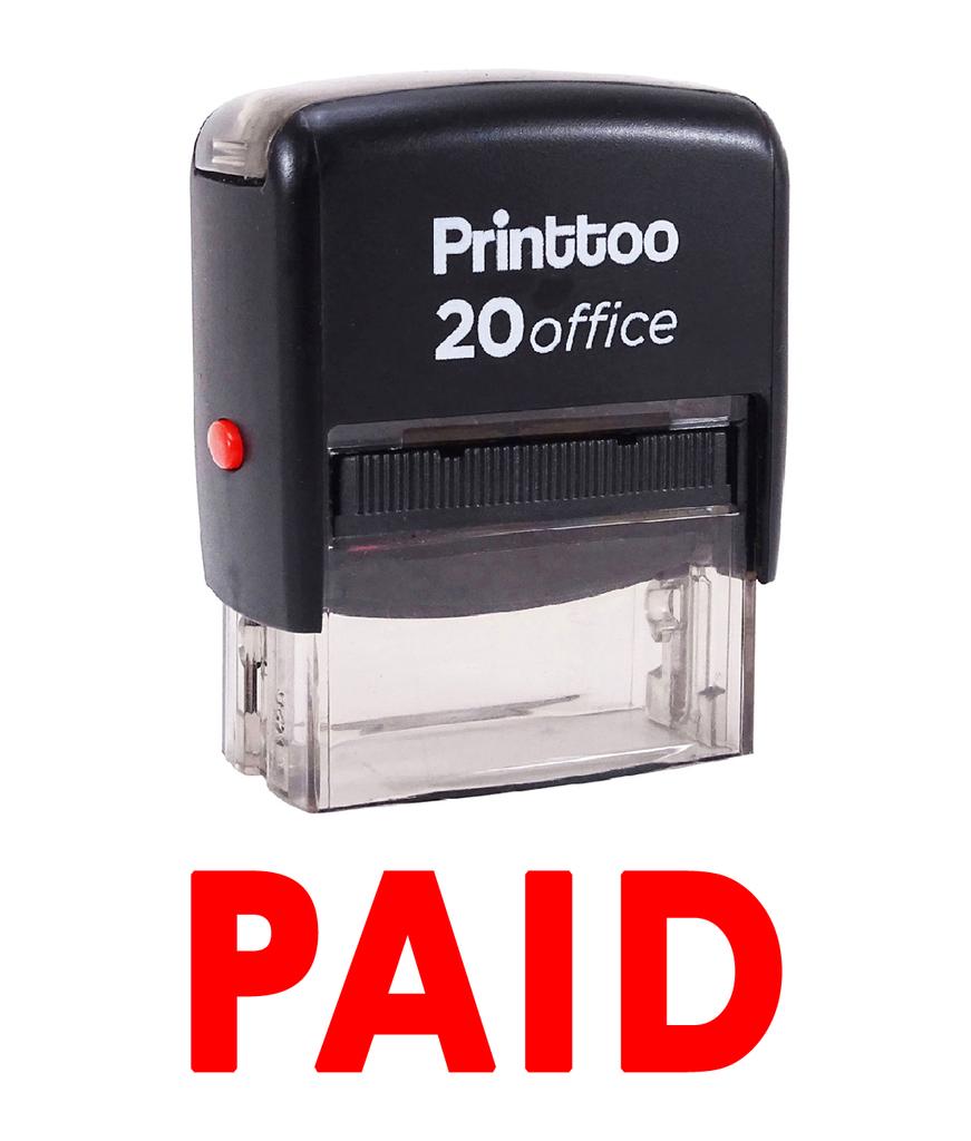 Printtoo Custom Stamp PAID Self Inking Rubber Stamp Office Stationary-Black