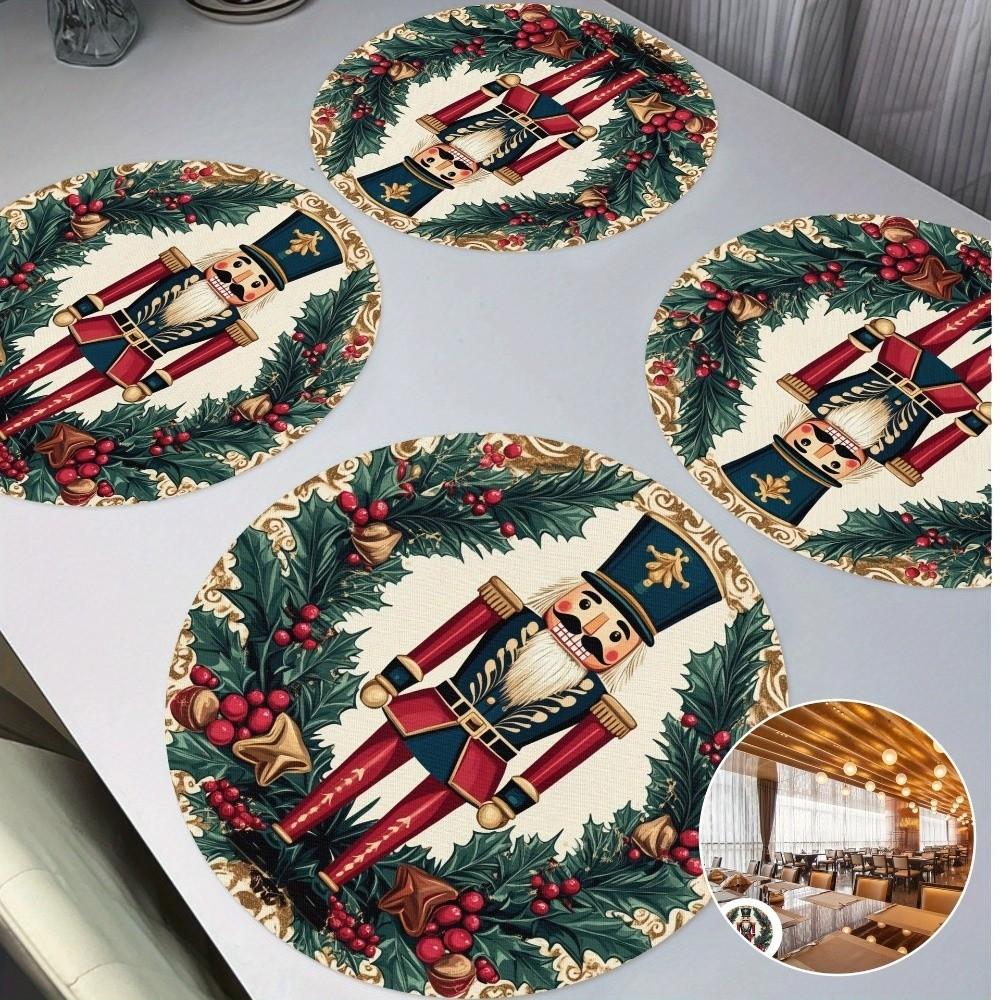 38cm Table Mats Santa Claus snowflakes Christmas Decor Tablecloth Creative Christmas Placemat