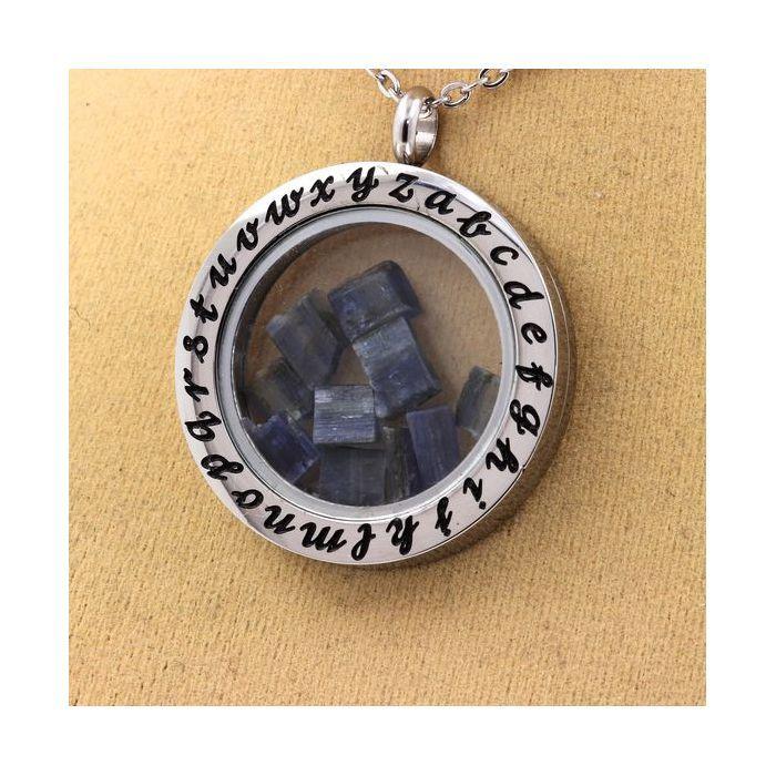 Stones and Minerals. Raw Kyanite Necklace. Alphabet Model.