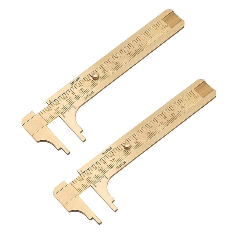 Good-2PCS Pocket Caliper 100Mm Double Scale Sliding Gauge Brass Vernier Caliper Tool For Measuring Bead Wire Jewelry Rings