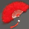 Vintage Folding Fan Feather Lace Chinese Craft Fans Dance Hand Fan Can DIY Feathers Fan Home Decoration