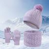 3 Pcs/Set Hat Scarf And Gloves Set Thick Knitted Warm Cap Gloves Twisted